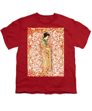 Japanese Woman Rise Dressing - Youth T-Shirt Youth T-Shirt Pixels Red Small 