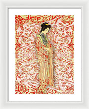 Japanese Woman Rise Dressing - Framed Print Framed Print Pixels 15.000" x 20.000" White White