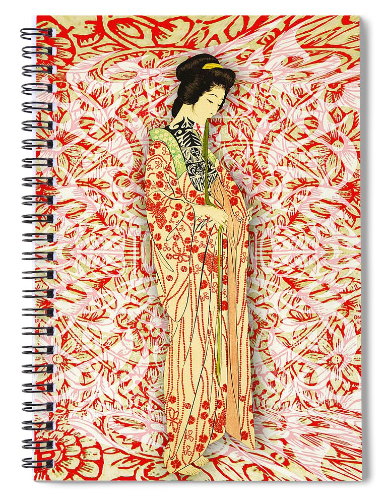 Japanese Woman Rise Dressing - Spiral Notebook Spiral Notebook Pixels 6