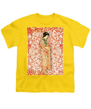 Japanese Woman Rise Dressing - Youth T-Shirt Youth T-Shirt Pixels Yellow Small 