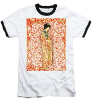 Japanese Woman Rise Dressing - Baseball T-Shirt Baseball T-Shirt Pixels White / Black Small 