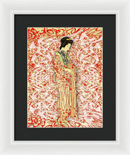 Japanese Woman Rise Dressing - Framed Print Framed Print Pixels 10.500" x 14.000" White Black