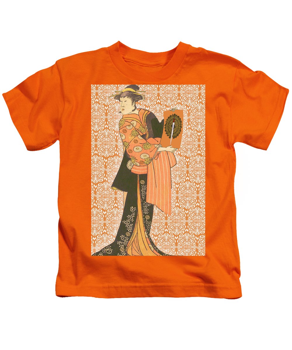 Japanese Woman Rise Rubino                                      - Kids T-Shirt Kids T-Shirt Pixels Orange Small 