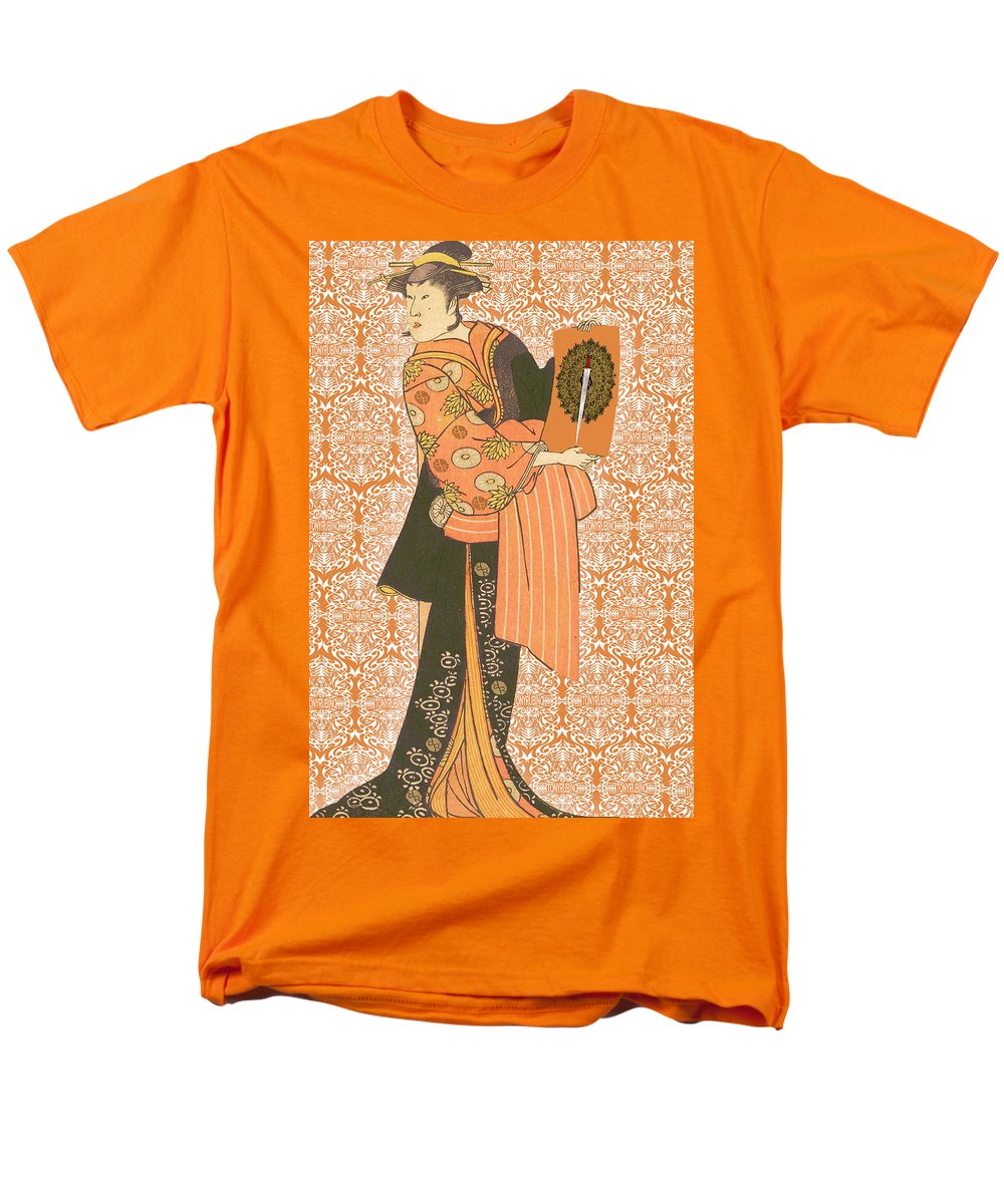 Japanese Woman Rise Rubino                                      - Men's T-Shirt  (Regular Fit) Men's T-Shirt (Regular Fit) Pixels Orange Small 
