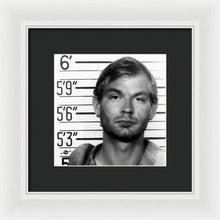 Jeffrey Dahmer Mug Shot 1991 Black And White Square  - Framed Print