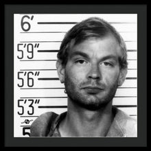 Jeffrey Dahmer Mug Shot 1991 Black And White Square  - Framed Print
