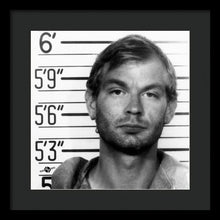 Jeffrey Dahmer Mug Shot 1991 Black And White Square  - Framed Print