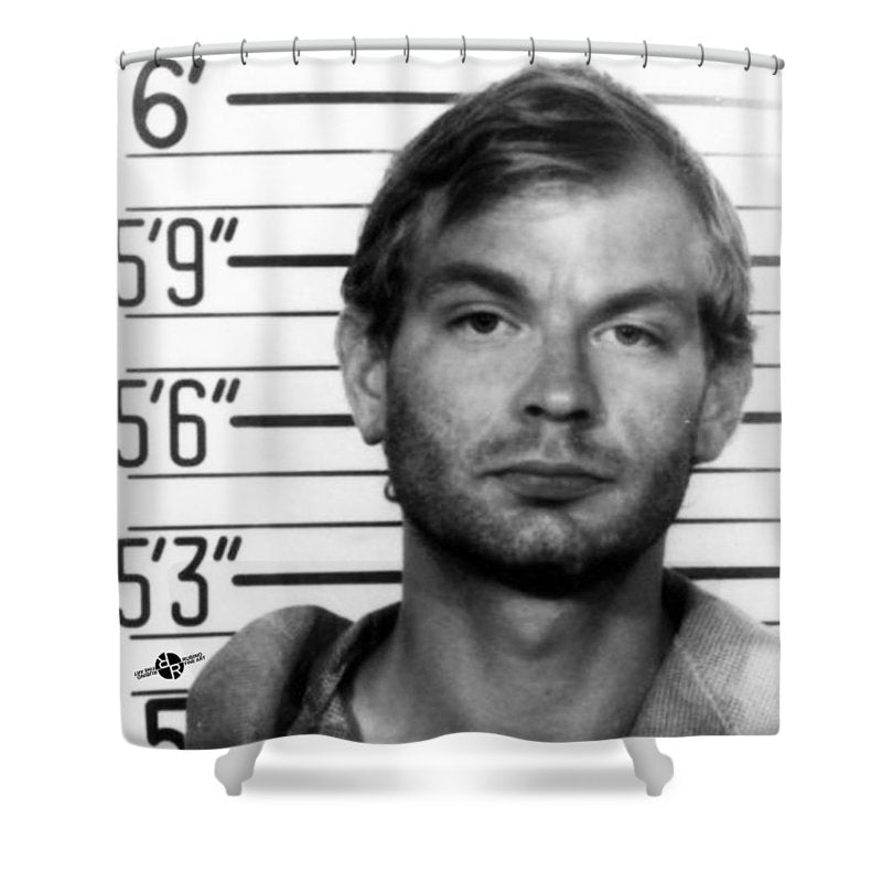 Jeffrey Dahmer Mug Shot 1991 Black And White Square  - Shower Curtain