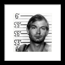 Jeffrey Dahmer Mug Shot 1991 Black And White Square  - Framed Print