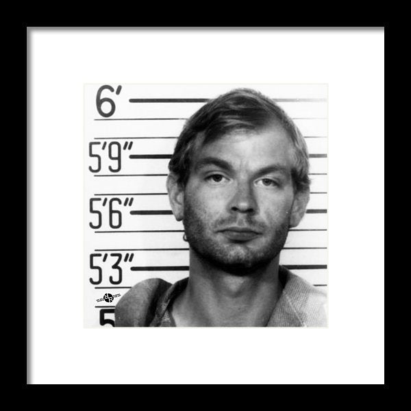 Jeffrey Dahmer Mug Shot 1991 Black And White Square  - Framed Print