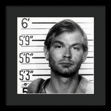 Jeffrey Dahmer Mug Shot 1991 Black And White Square  - Framed Print