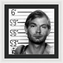 Jeffrey Dahmer Mug Shot 1991 Black And White Square  - Framed Print