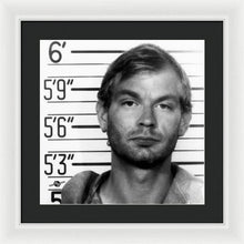 Jeffrey Dahmer Mug Shot 1991 Black And White Square  - Framed Print