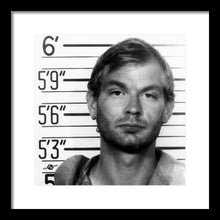 Jeffrey Dahmer Mug Shot 1991 Black And White Square  - Framed Print