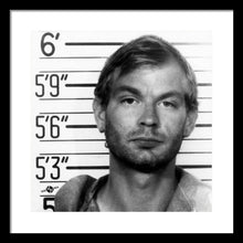Jeffrey Dahmer Mug Shot 1991 Black And White Square  - Framed Print