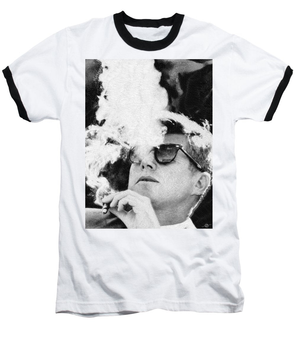 Jfk Cigar And Sunglasses Cool President Photo - Baseball T-Shirt