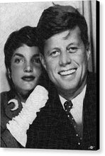 John F Kennedy And Jackie - Canvas Print Canvas Print Pixels 6.000" x 8.000" Black Glossy