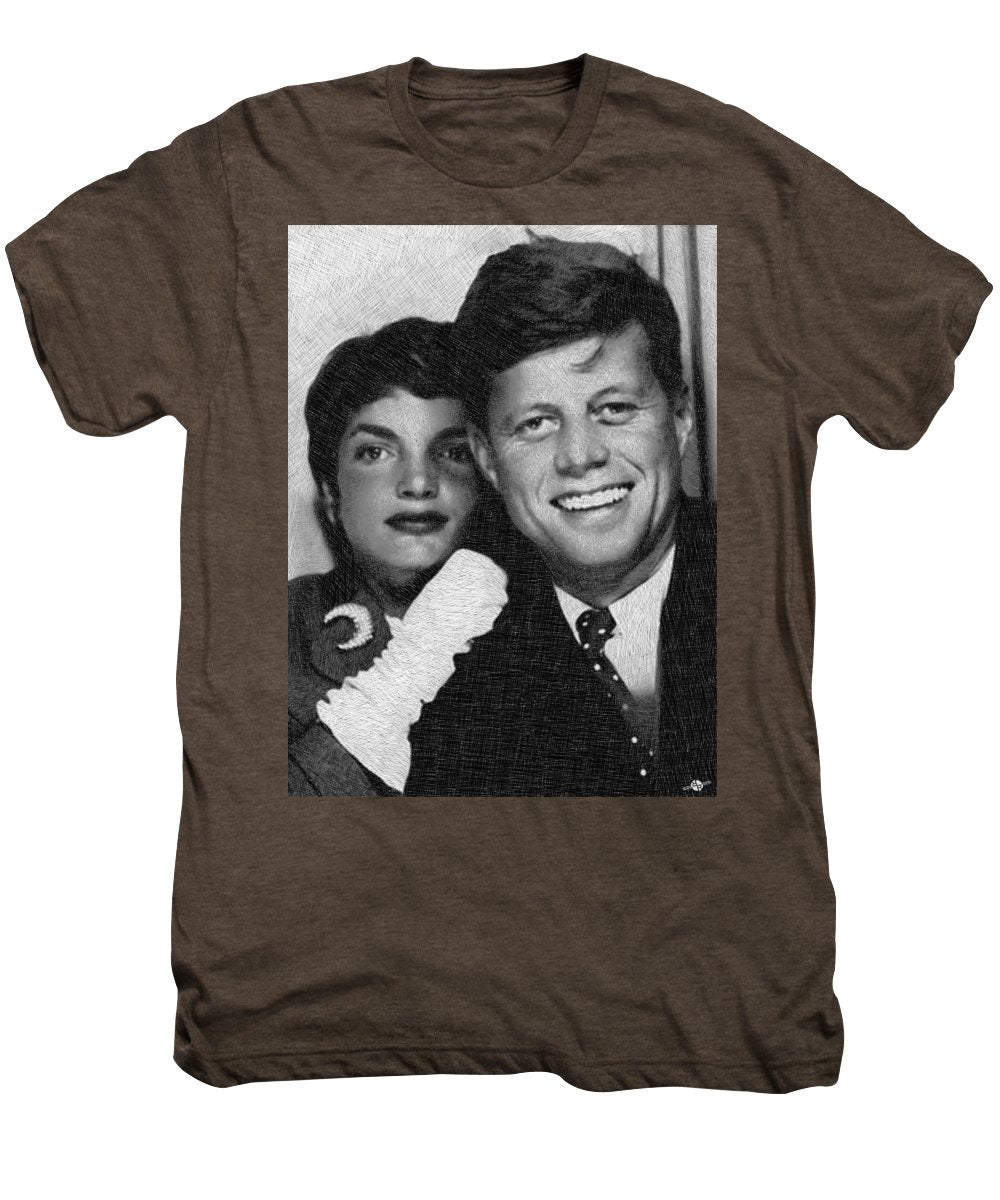 John F Kennedy And Jackie - Men's Premium T-Shirt Men's Premium T-Shirt Pixels Mocha Heather Small 