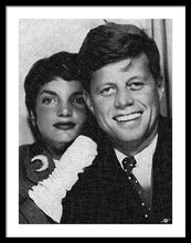 John F Kennedy And Jackie - Framed Print Framed Print Pixels 22.500" x 30.000" Black White