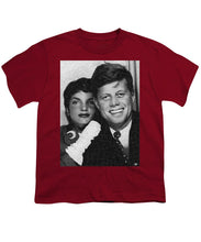 John F Kennedy And Jackie - Youth T-Shirt Youth T-Shirt Pixels Cardinal Small 