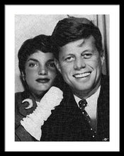 John F Kennedy And Jackie - Framed Print Framed Print Pixels 18.000" x 24.000" Black White