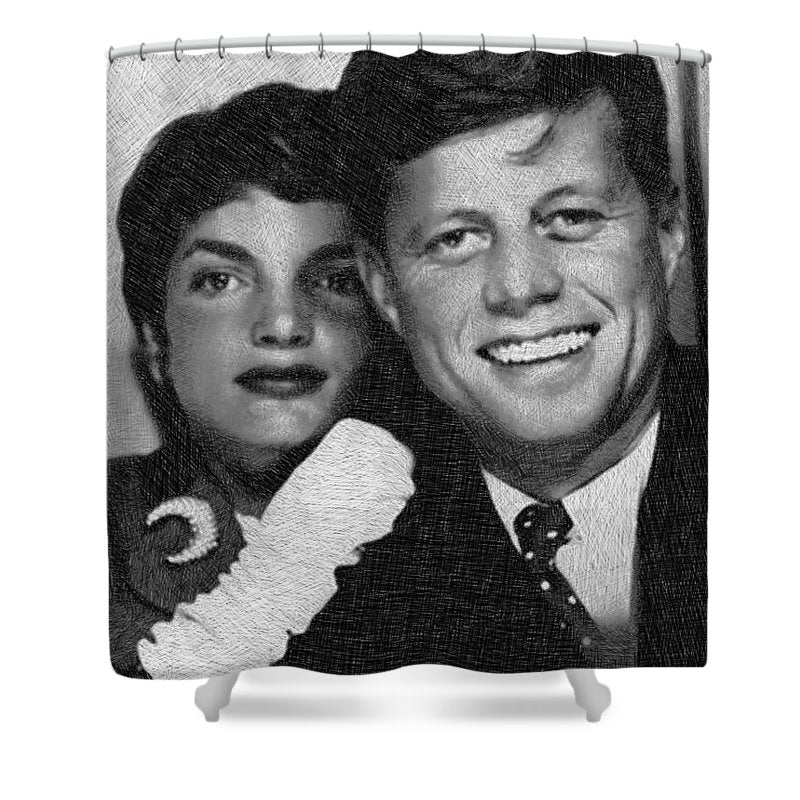 John F Kennedy And Jackie - Shower Curtain Shower Curtain Pixels 71