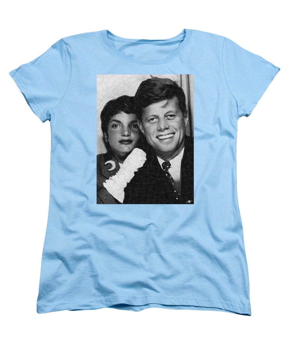 John F Kennedy And Jackie - Women's T-Shirt (Standard Fit) Women's T-Shirt (Standard Fit) Pixels Light Blue Small 