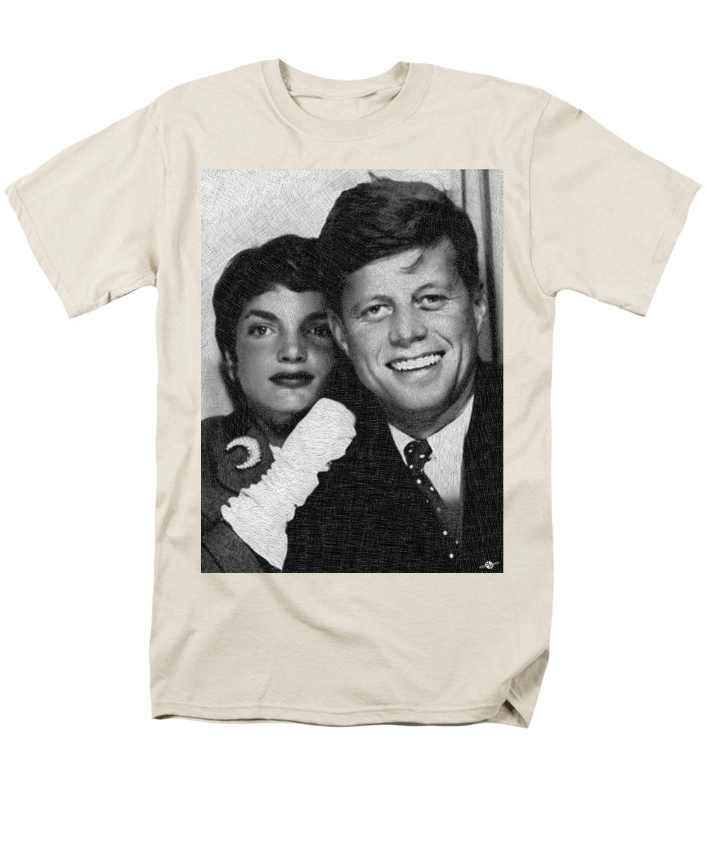 John F Kennedy And Jackie - Men's T-Shirt  (Regular Fit) Men's T-Shirt (Regular Fit) Pixels Cream Small 