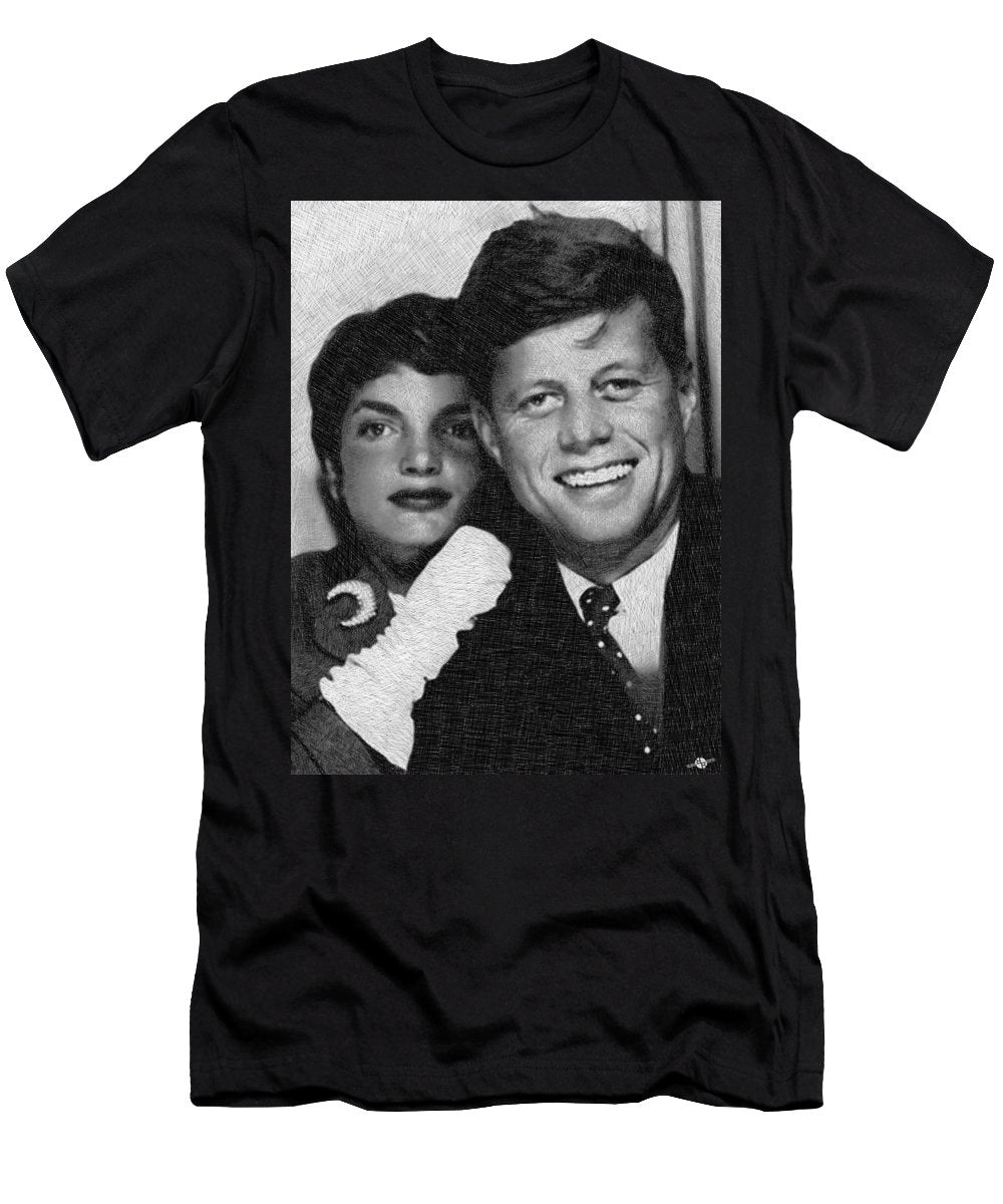 John F Kennedy And Jackie - Men's T-Shirt (Athletic Fit) Men's T-Shirt (Athletic Fit) Pixels Black Small 