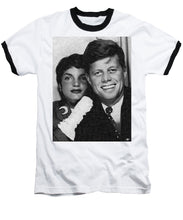 John F Kennedy And Jackie - Baseball T-Shirt Baseball T-Shirt Pixels White / Black Small 