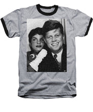 John F Kennedy And Jackie - Baseball T-Shirt Baseball T-Shirt Pixels Heather / Black Small 