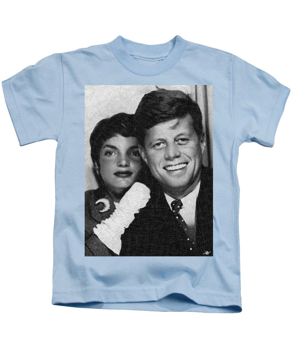 John F Kennedy And Jackie - Kids T-Shirt Kids T-Shirt Pixels Light Blue Small 