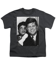 John F Kennedy And Jackie - Youth T-Shirt Youth T-Shirt Pixels Charcoal Small 