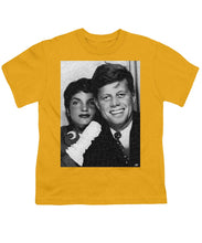 John F Kennedy And Jackie - Youth T-Shirt Youth T-Shirt Pixels Gold Small 