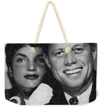 John F Kennedy And Jackie - Weekender Tote Bag Weekender Tote Bag Pixels 24" x 16" Natural 