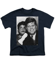 John F Kennedy And Jackie - Youth T-Shirt Youth T-Shirt Pixels Navy Small 
