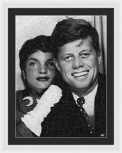 John F Kennedy And Jackie - Framed Print Framed Print Pixels 22.500" x 30.000" White Black