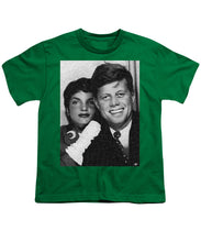 John F Kennedy And Jackie - Youth T-Shirt Youth T-Shirt Pixels Kelly Green Small 