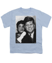 John F Kennedy And Jackie - Youth T-Shirt Youth T-Shirt Pixels Light Blue Small 