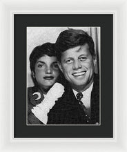 John F Kennedy And Jackie - Framed Print Framed Print Pixels 10.500" x 14.000" White Black