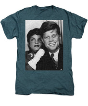 John F Kennedy And Jackie - Men's Premium T-Shirt Men's Premium T-Shirt Pixels Steel Blue Heather Small 
