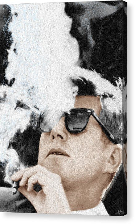 John F Kennedy Cigar And Sunglasses 2 Large - Canvas Print Canvas Print Pixels 6.625