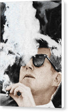 John F Kennedy Cigar And Sunglasses 2 Large - Canvas Print Canvas Print Pixels 6.625" x 10.000" White Glossy