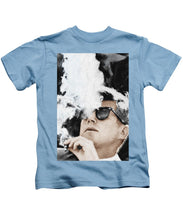 John F Kennedy Cigar And Sunglasses 2 Large - Kids T-Shirt Kids T-Shirt Pixels Carolina Blue Small 