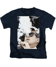 John F Kennedy Cigar And Sunglasses 2 Large - Kids T-Shirt Kids T-Shirt Pixels Navy Small 