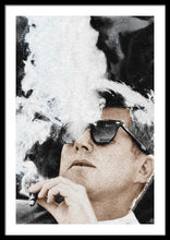 John F Kennedy Cigar And Sunglasses 2 Large - Framed Print Framed Print Pixels 24.000" x 36.000" Black White