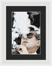 John F Kennedy Cigar And Sunglasses 2 Large - Framed Print Framed Print Pixels 9.375" x 14.000" White Black