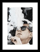 John F Kennedy Cigar And Sunglasses 2 Large - Framed Print Framed Print Pixels 9.375" x 14.000" Black White