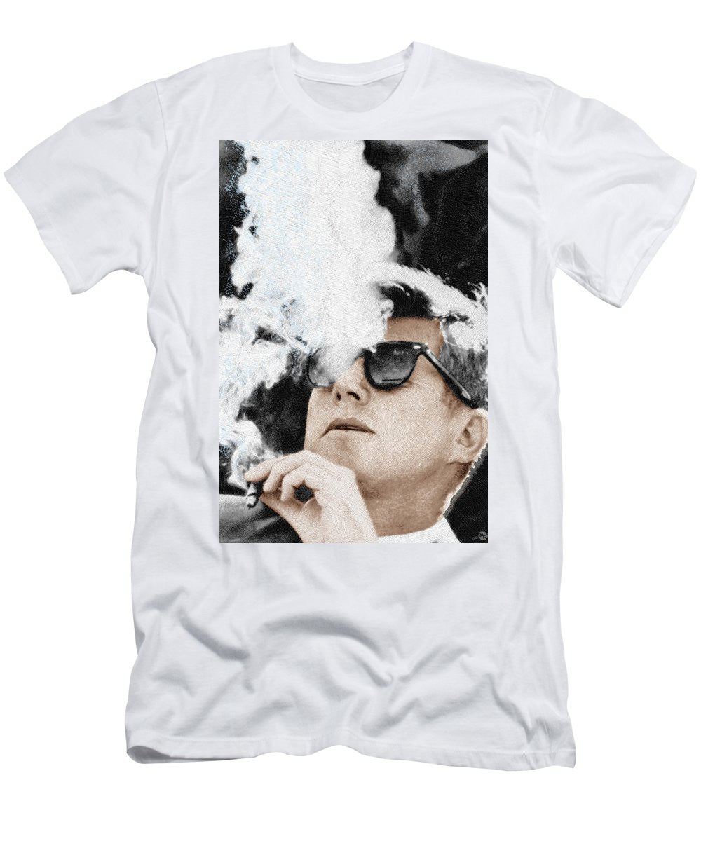 John F Kennedy Cigar And Sunglasses 2 Large - Men's T-Shirt (Athletic Fit) Men's T-Shirt (Athletic Fit) Pixels White Small 