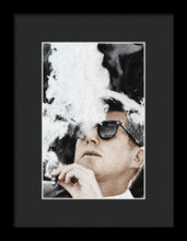 John F Kennedy Cigar And Sunglasses 2 Large - Framed Print Framed Print Pixels 6.625" x 10.000" Black Black